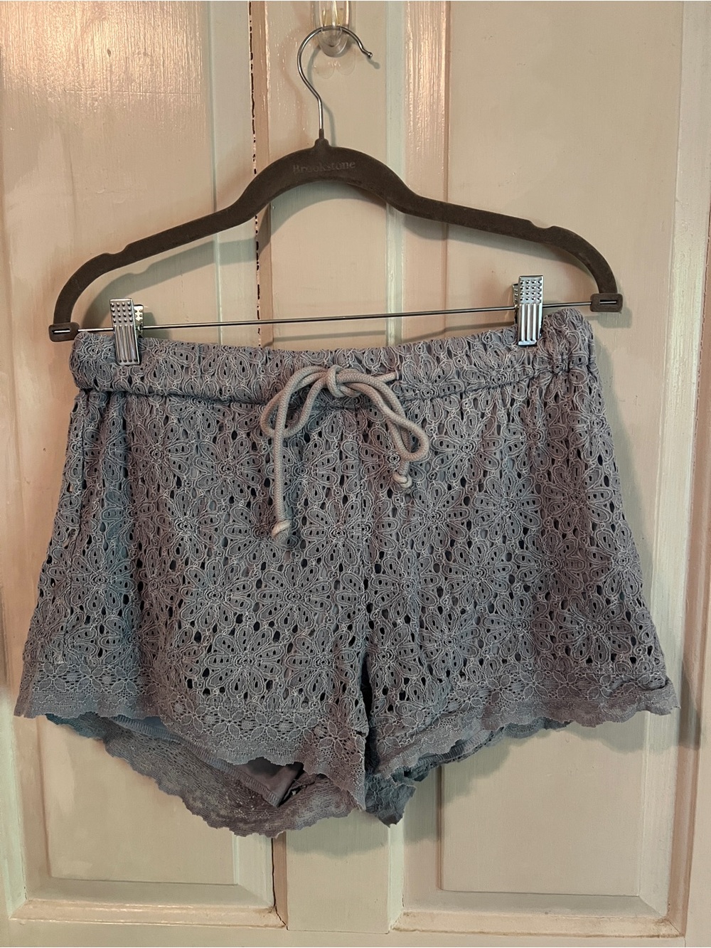 Lace Overlay Drawstring Women's Shorts